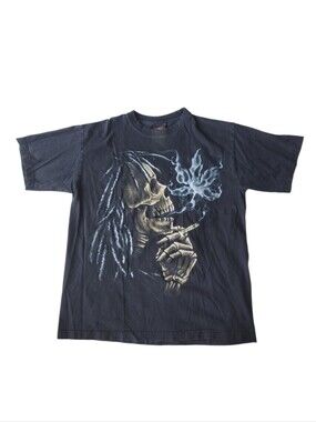Rasta Smoking Skull Tshirt Large